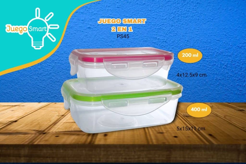Recipientes de almacenamiento de comida con cierre hermético y 200 ml y 400 ml, ideales para conservar alimentos frescos.