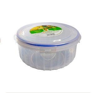 Envase de plástico con tapa de Molderama para alimentos.