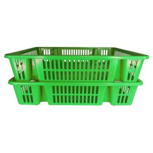 Cestas de plástico verdes para almacenamiento y organización en Molderama.