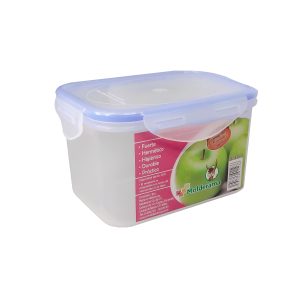 Recipiente plástico para almacenamiento de alimentos con tapa hermética y apto para Microondas.