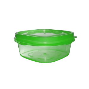 Plato de plastico verde para comidas y almacenamiento de alimentos.