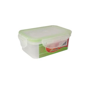Contenedor de plástico para almacenamiento, resistente y hermético, ideal para cocina y organización.