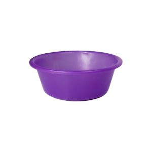 Jarrón de plástico morado para decoración y manualidades.