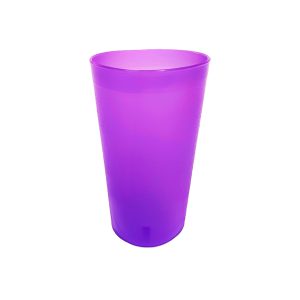Vaso de plástico grande de color lila, ideal para eventos y reuniones.