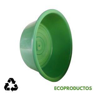 Plástico verde de reciclaje, envase para productos ecológicos y sostenibles.