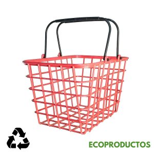 Cesta de plástico reciclada para almacenamiento y transporte ecológico.